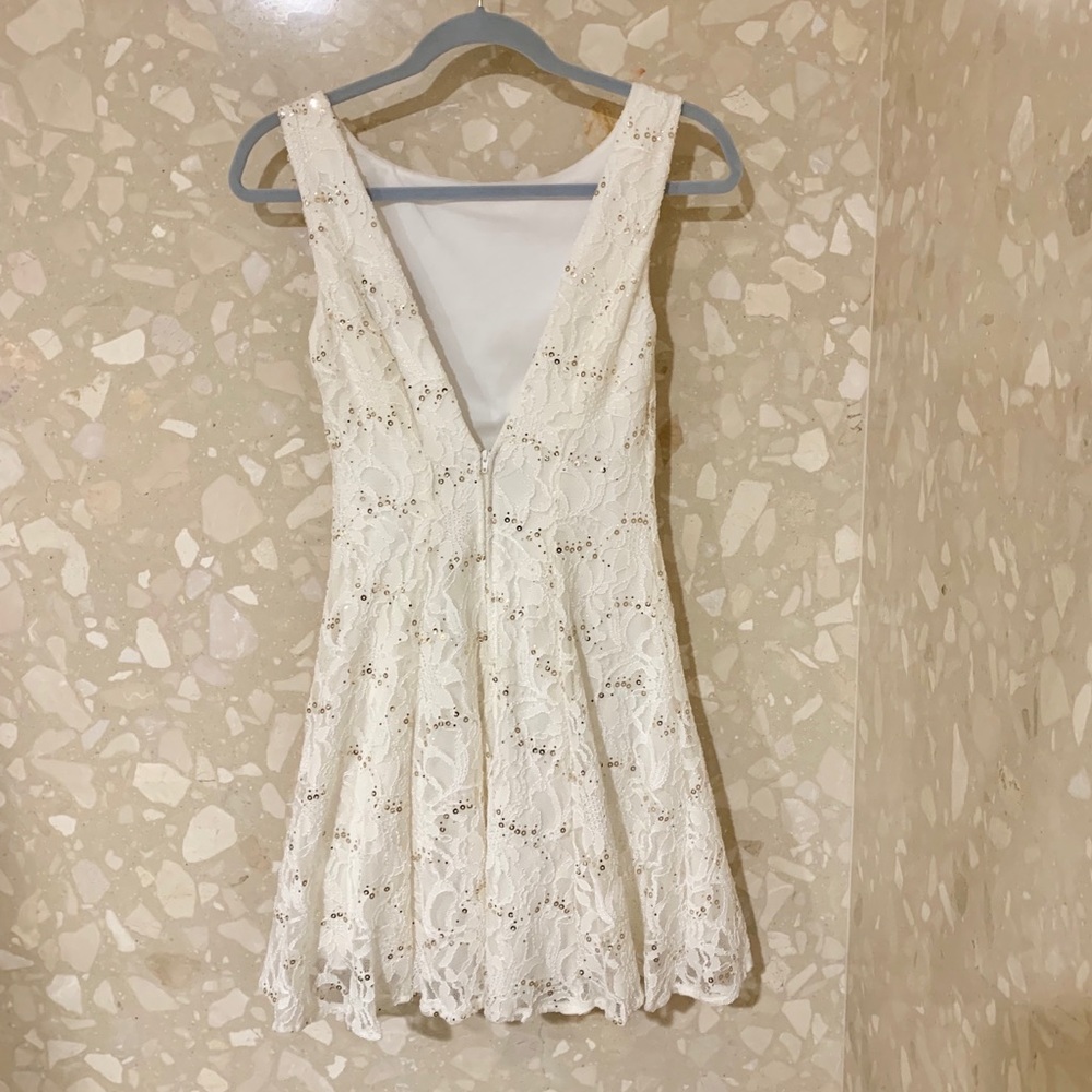 White with gold sequin mini dress - Picture 4 of 6